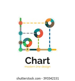 Thin line chart logo design. Graph icon modern colorful flat style. Vector icon