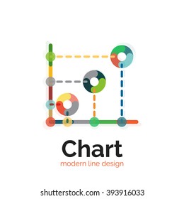 Thin line chart logo design. Graph icon modern colorful flat style. Vector icon