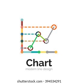 Thin line chart logo design. Graph icon modern colorful flat style. Vector icon
