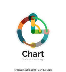 Thin line chart logo design. Graph icon modern colorful flat style. Vector icon