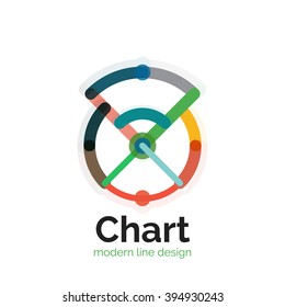 Thin line chart logo design. Graph icon modern colorful flat style. Vector icon