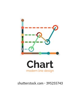 Thin line chart logo design. Graph icon modern colorful flat style. Vector icon