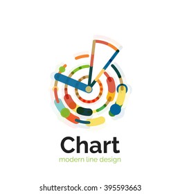 Thin line chart logo design. Graph icon modern colorful flat style. Vector icon