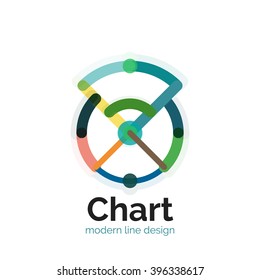 Thin line chart logo design. Graph icon modern colorful flat style. Vector icon