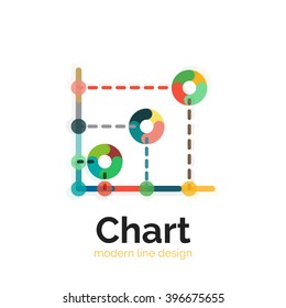 Thin line chart logo design. Graph icon modern colorful flat style. Vector icon