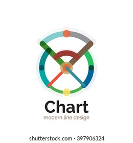 Thin line chart logo design. Graph icon modern colorful flat style. Vector icon