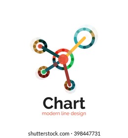Thin line chart logo design. Graph icon modern colorful flat style. Vector icon