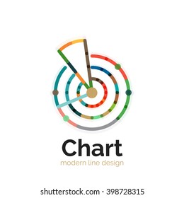 Thin line chart logo design. Graph icon modern colorful flat style. Vector icon