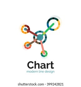 Thin line chart logo design. Graph icon modern colorful flat style. Vector icon