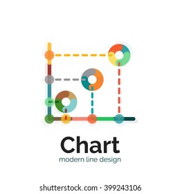 Thin line chart logo design. Graph icon modern colorful flat style. Vector icon
