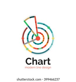 Thin line chart logo design. Graph icon modern colorful flat style. Vector icon