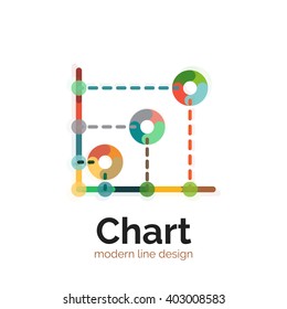 Thin line chart logo design. Graph icon modern colorful flat style. Vector icon