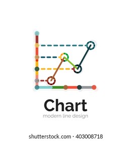 Thin line chart logo design. Graph icon modern colorful flat style. Vector icon