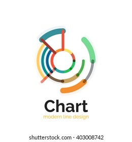Thin line chart logo design. Graph icon modern colorful flat style. Vector icon