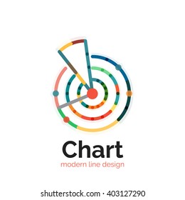 Thin line chart logo design. Graph icon modern colorful flat style. Vector icon