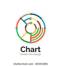 Thin line chart logo design. Graph icon modern colorful flat style. Vector icon
