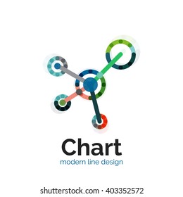 Thin line chart logo design. Graph icon modern colorful flat style. Vector icon