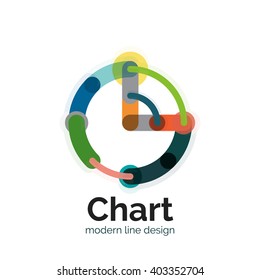 Thin line chart logo design. Graph icon modern colorful flat style. Vector icon