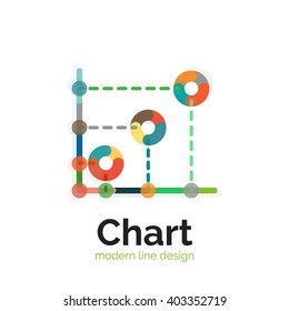 Thin line chart logo design. Graph icon modern colorful flat style. Vector icon