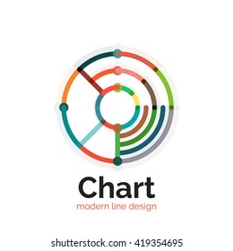 Thin line chart logo design. Graph icon modern colorful flat style. Vector icon