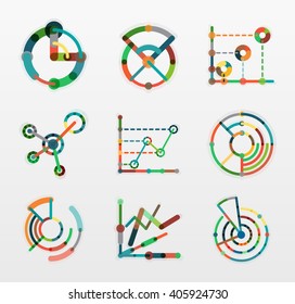 Logo-Set für dünne Linien. Graph Icons Moderne farbenfrohe Wohnung Stil. Vektorsymbole