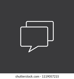 thin line chat, speech bubble icon on dark background