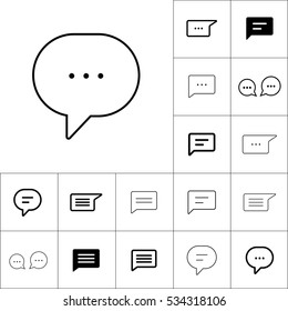 thin line chat, speech, bubble, chatting  icon on white background, dialog box set