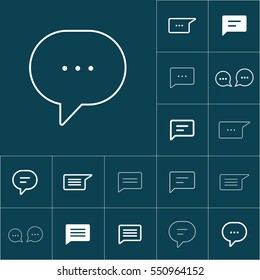 thin line chat, speech, bubble, chatting  icon on blue background, dialbox set