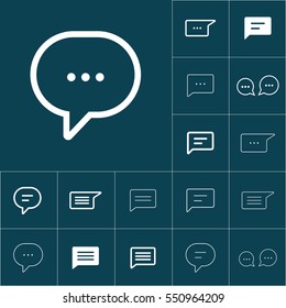 thin line chat, speech, bubble, chatting  icon on blue background, dialbox set