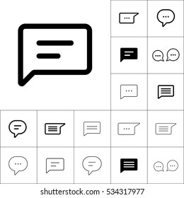 thin line chat, speech, comment, chatting icon on white background, dialog box set