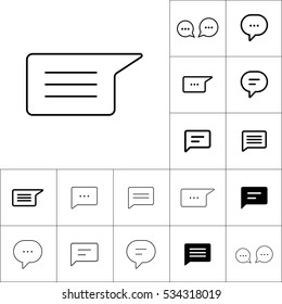 thin line chat, speech, comment, chatting icon on white background, dialog box set