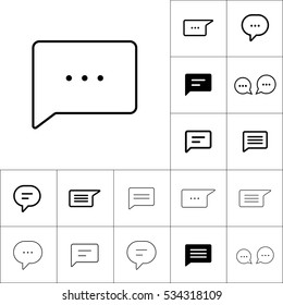 thin line chat, speech, comment, chatting icon on white background, dialog box set