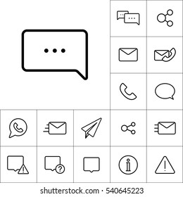 thin line chat, speech, comment, chatting icon on white background, communication set