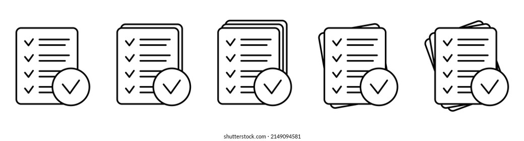 Thin line checklist, report icon on white background