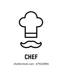 Thin line chef icon. Vector illustration isolated on a white background. Simple outline pictogram of chef.
