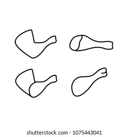thin line chicken legs black icons on white background