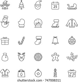 Thin line christmas icons set