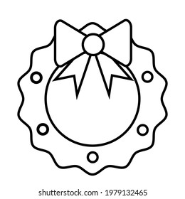 Thin line Christmas wreath vector icon on a white background. Fully editable and royalty-free.