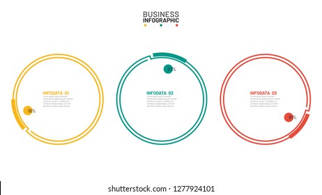 Thin line circle Infographic design template. Business concept with 3 options or steps. Can be used for process diagram, annual report, workflow layout, flow chart. Vector illustration.