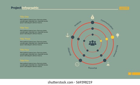 Thin line circles chart slide template