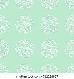 Thin line circles pattern on pale green background. Seamless vector polka dot illustration. 