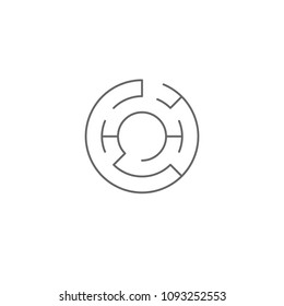 Thin line circular maze icon illustration for design