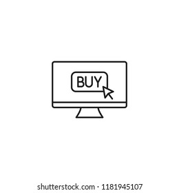 thin line clicking buy button on pc illustration on white background