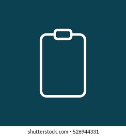 thin line clipboard icon on blue background