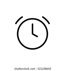 thin line clock, alarm icon on white background