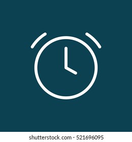 thin line clock, alarm icon on blue background