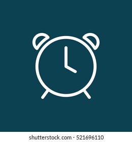 thin line clock, alarm icon on blue background