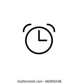 thin line clock, alarm icon on white background