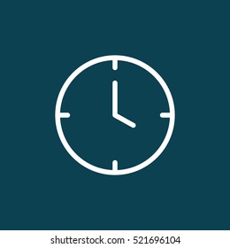 thin line clock icon on blue background