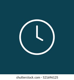 thin line clock icon on blue background